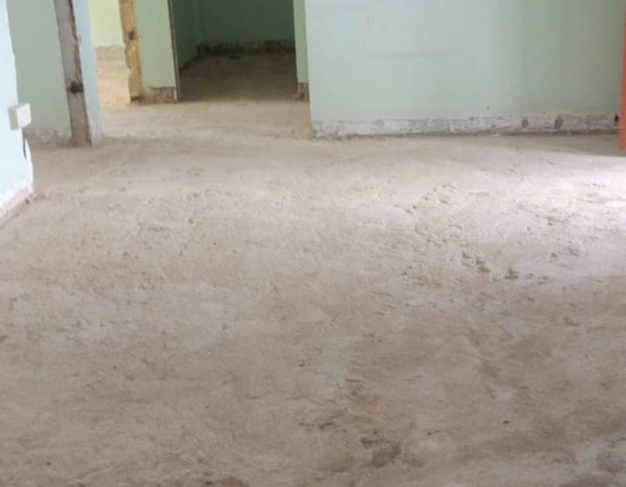 Bare cleared room area after stripping works